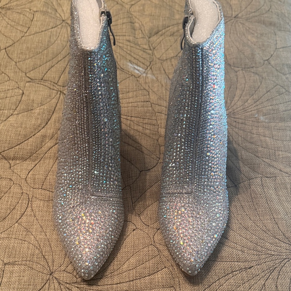 Forever 21 Sparkling Silver Heeled Boots